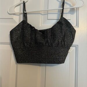 Cropped black sparkle tank top